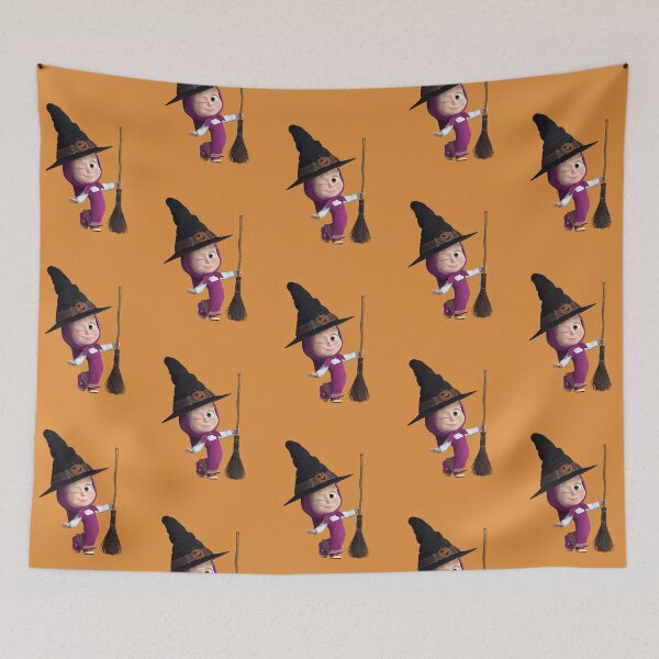 Item preview, Cute Witch Masha Halloween Broomstick - Masha and the Bear designed and sold by Epicfunchart.