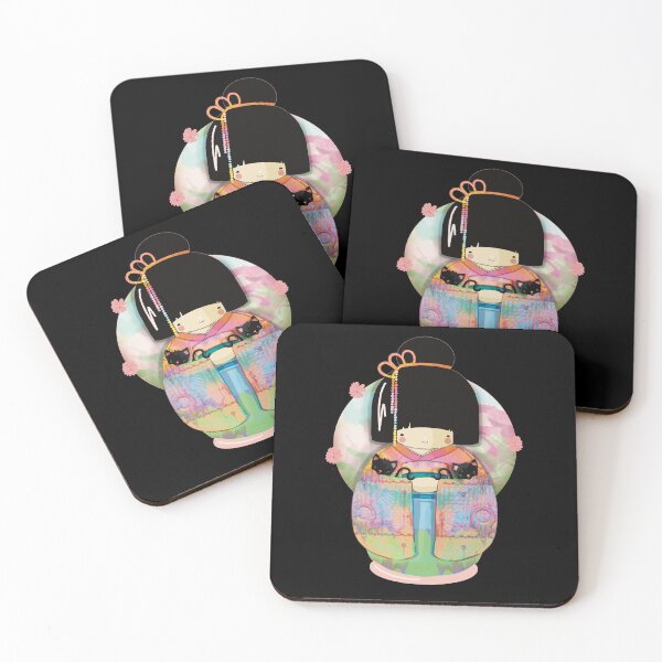 Item preview, Cute Japanese Kokeshi Doll and Black Cats designed and sold by Karin Taylor.