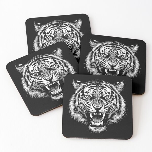 Item preview, Infrasonic Wrath: Roaring Tiger Scratchboard Art Print designed and sold by FreiherrPK.
