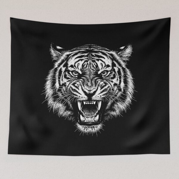 Item preview, Infrasonic Wrath: Roaring Tiger Scratchboard Art Print designed and sold by FreiherrPK.