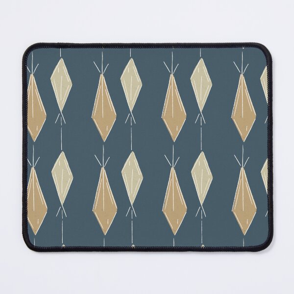 Item preview, A13 Hand Drawn Woven Fish Geometric Pattern - Deep Teal Camel designed and sold by MaddaMom.