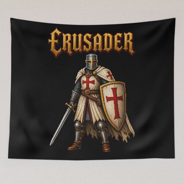 Item preview, Crusader Pixel Art Medieval Knight designed and sold by Retr0Tshirts.