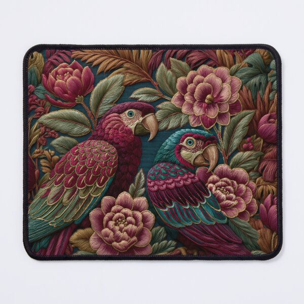 Item preview, Maximalist Embroidery Parrots Fantasy Garden  designed and sold by artsandsoul.