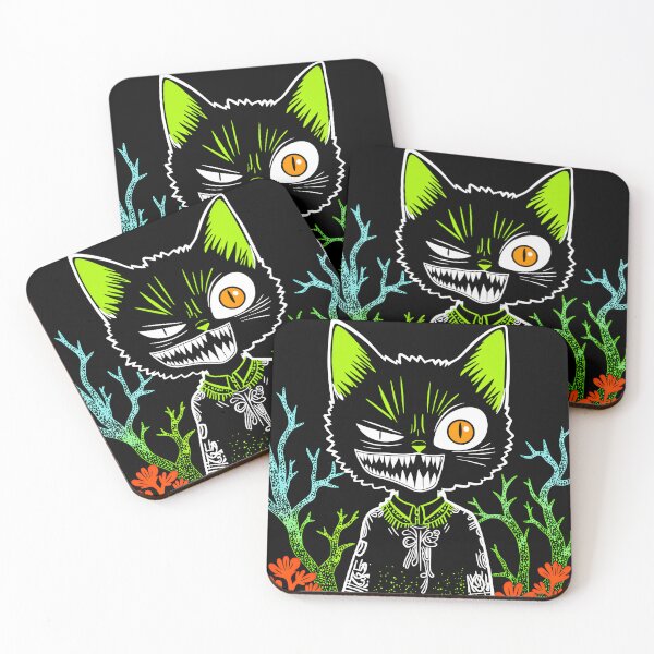Item preview, Creepy Black Cat Portrait with a Sinister Smile  designed and sold by QQQueen.
