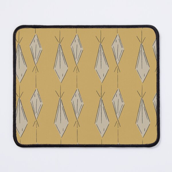 Item preview, A15 Hand Drawn Woven Fish Geometric Pattern - Mustard Gold Taupe designed and sold by MaddaMom.