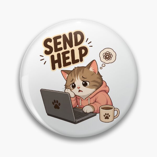 Item preview, Send Help Funny Cat Working on Laptop Coffee designed and sold by SoyLamderma.