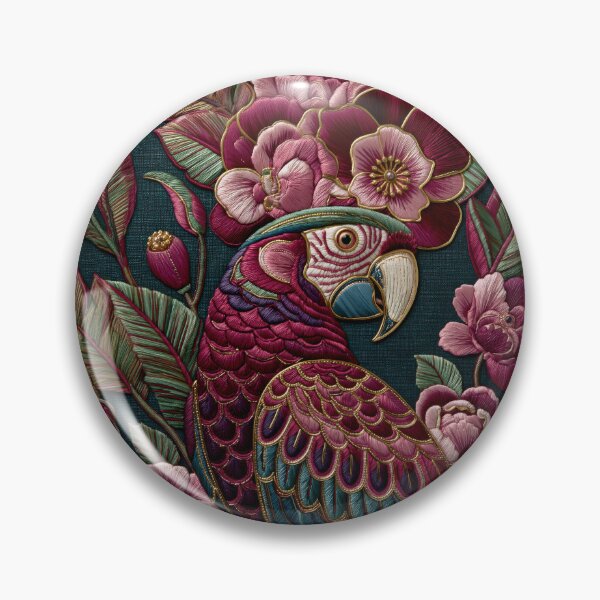 Item preview, Maximalist Embroidery Parrot Enchanted Garden designed and sold by artsandsoul.