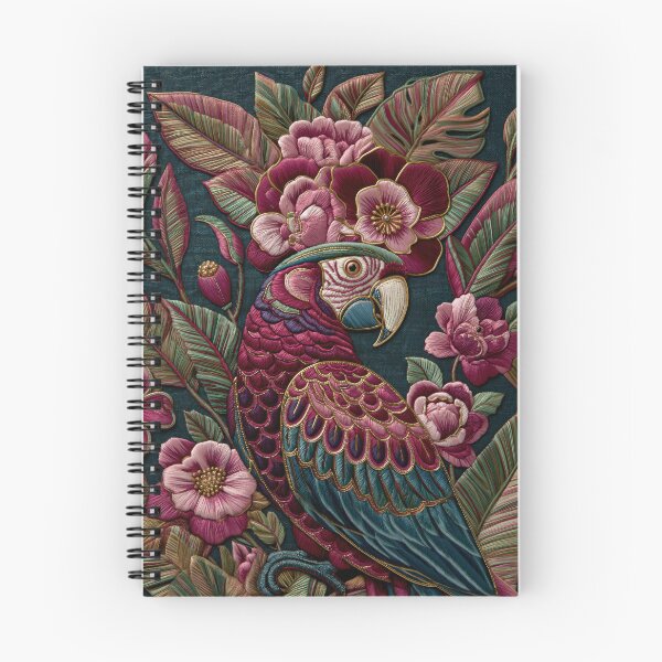 Item preview, Maximalist Embroidery Parrot Enchanted Garden designed and sold by artsandsoul.