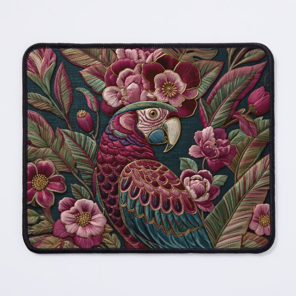Item preview, Maximalist Embroidery Parrot Enchanted Garden designed and sold by artsandsoul.