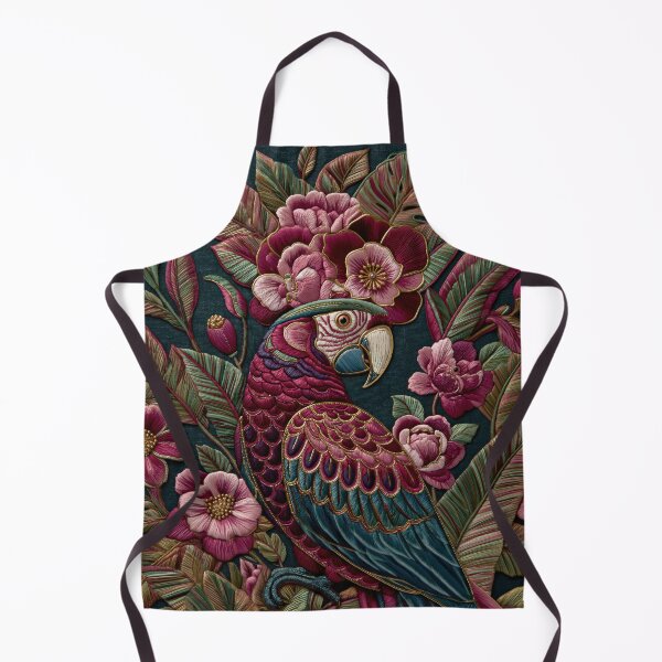 Item preview, Maximalist Embroidery Parrot Enchanted Garden designed and sold by artsandsoul.
