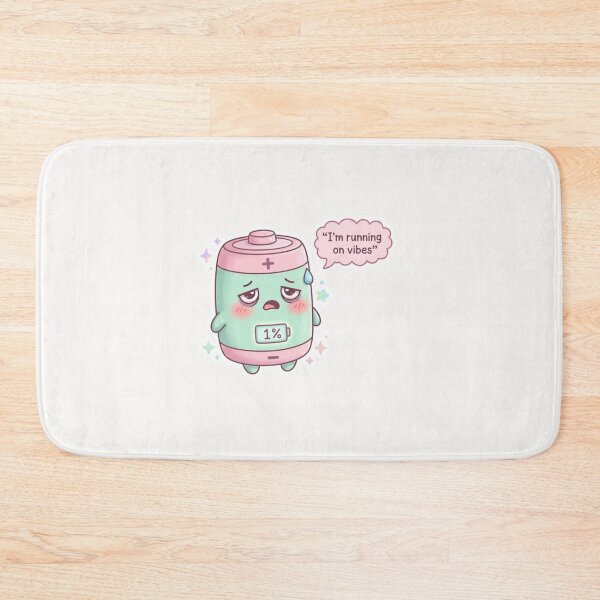 Item preview, I’m Running on Vibes Kawaii Battery Sticker designed and sold by Cerys-GS.