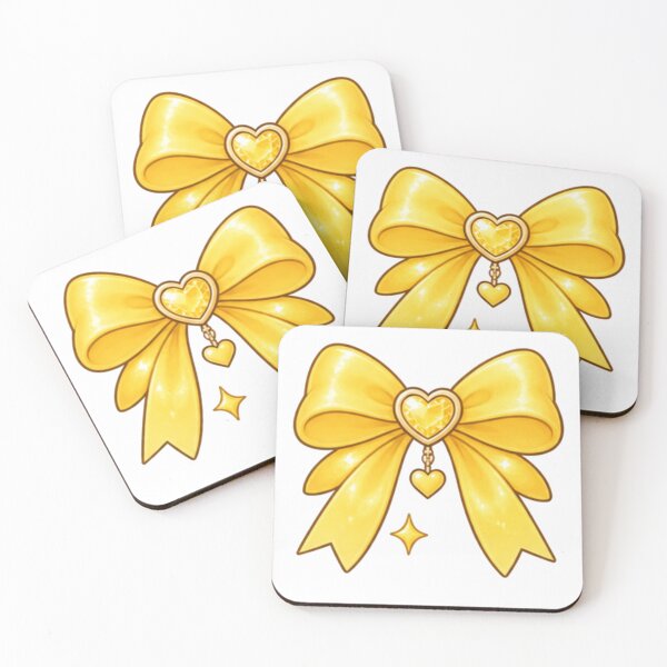 Item preview, Cute Golden Yellow Bow with Heart Charm Sticker – Kawaii Ribbon designed and sold by Kiralemon.