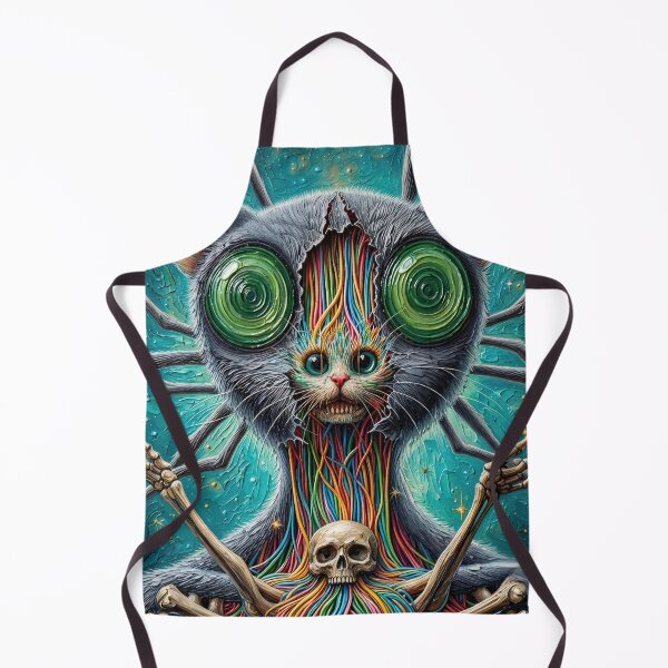 Item preview, Surreal Cat Creature Multi-Eyes Colored Wires Skull Art designed and sold by LujziWorld.
