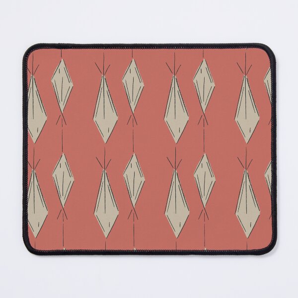 Item preview, A16 Hand Drawn Woven Fish Geometric Pattern - Coral Red Taupe designed and sold by MaddaMom.