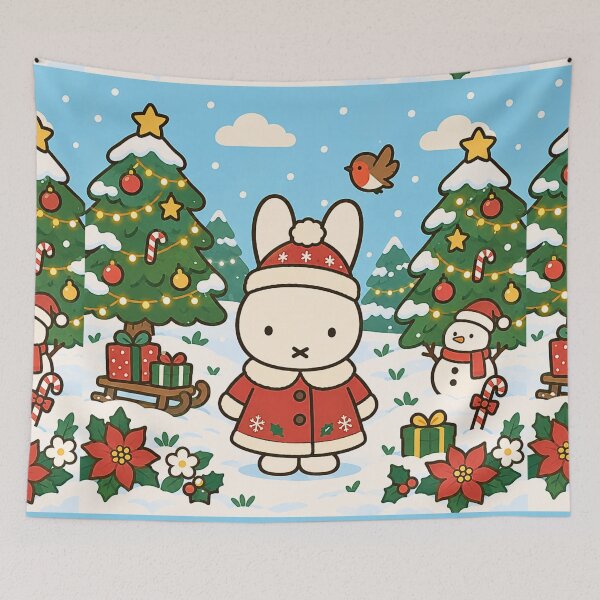 Item preview, Cute Christmas Rabbit in Winter Wonderland designed and sold by Cozy Moss Studio.