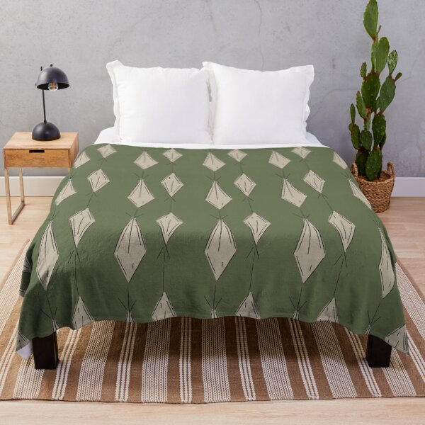 Item preview, A17 Hand Drawn Woven Fish Geometric Pattern - Olive green and Taupe designed and sold by MaddaMom.