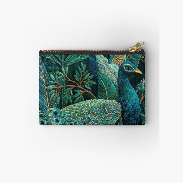 Item preview, Maximalist Embroidery Peacock Birds Green Paradise designed and sold by artsandsoul.