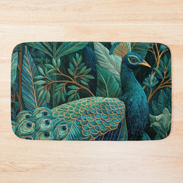 Item preview, Maximalist Embroidery Peacock Birds Green Paradise designed and sold by artsandsoul.