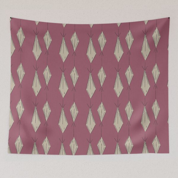 Item preview, A18 Hand Drawn Woven Fish Geometric Pattern - Burgundy Red Purple and Taupe designed and sold by MaddaMom.