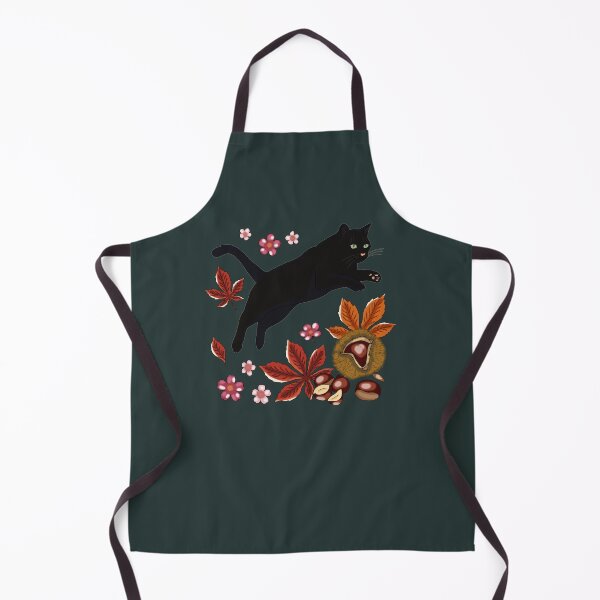 Item preview, Black Cat Autumn Chestnuts Cottagecore Botanical Art designed and sold by LeshanArt.