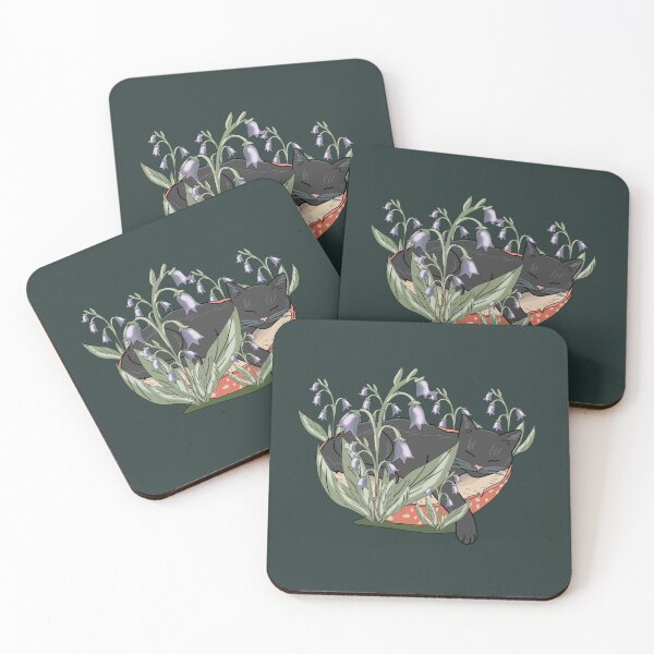 Item preview, Cottagecore Black Cat Sleeping on Fly Agaric Mushroom Goblincore Aesthetic designed and sold by LeshanArt.