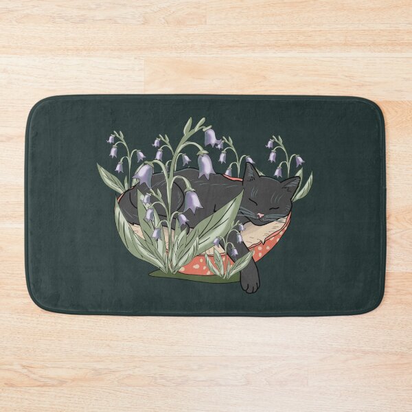 Item preview, Cottagecore Black Cat Sleeping on Fly Agaric Mushroom Goblincore Aesthetic designed and sold by LeshanArt.