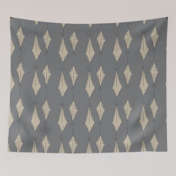 Item preview, A21 Hand Drawn Woven Fish Geometric Pattern - Charcoal Gray Taupe designed and sold by MaddaMom.
