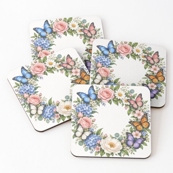 Item preview, Colorful wreath of wildflowers and butterflies designed and sold by ArcaneVisionArt.