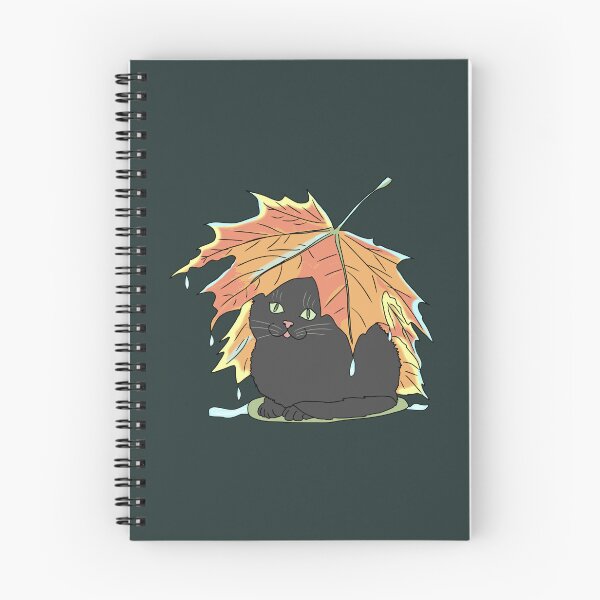 Item preview, Black Cat Under Autumn Leaf Umbrella | Fall Rainy Day Cottagecore Art designed and sold by LeshanArt.