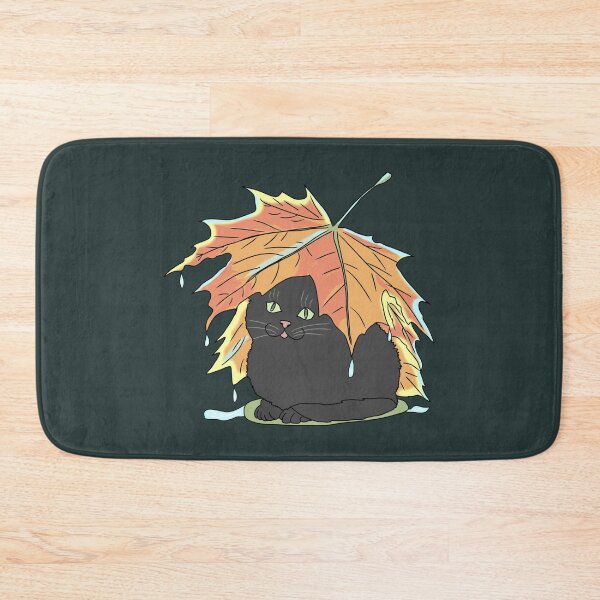 Item preview, Black Cat Under Autumn Leaf Umbrella | Fall Rainy Day Cottagecore Art designed and sold by LeshanArt.