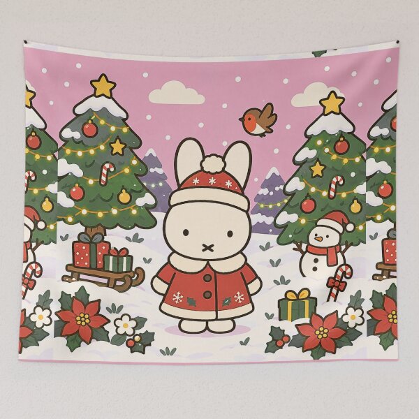Item preview, Cute Christmas Rabbit Pink Winter Wonderland designed and sold by Cozy Moss Studio.
