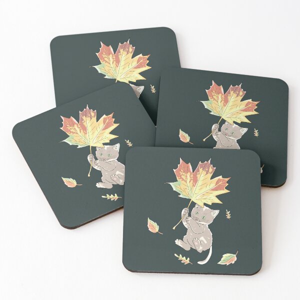 Item preview, Cottagecore Autumn Cat with Fall Leaf Umbrella Illustration designed and sold by LeshanArt.