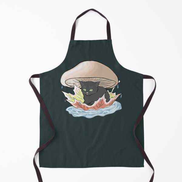 Item preview, Cat Under Mushroom in Rain Hand Drawn Cottagecore Kitten designed and sold by LeshanArt.