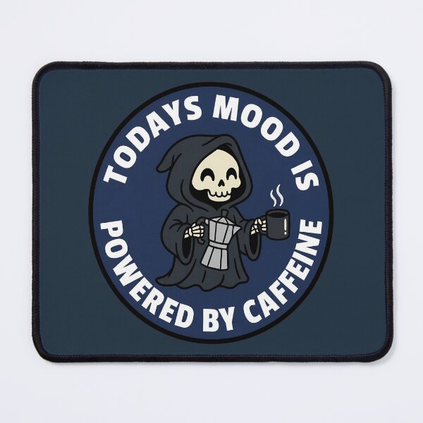 Item preview, Powered By Caffeine Grim Reaper Coffee Retro Badge designed and sold by DripCultureLab.