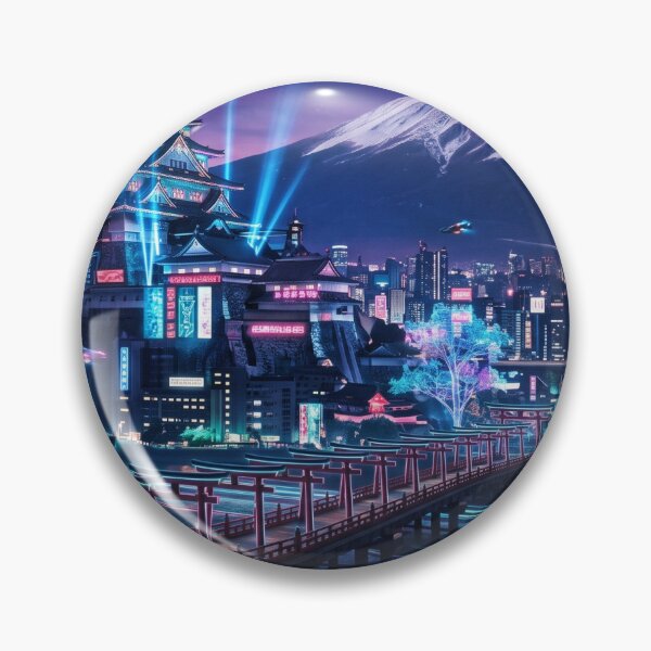Item preview, Neo-Kyoto: Cyberpunk Cityscape with Mt. Fuji & Castle designed and sold by Zen Motif Japan.