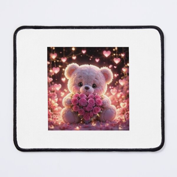 Item preview, Cute Teddy Bear with Pink Hearts designed and sold by ThilankaDesign.