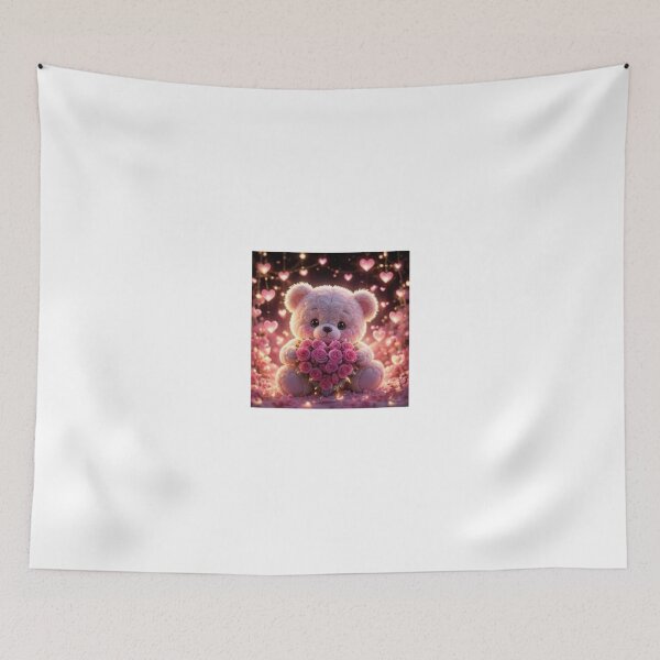 Item preview, Cute Teddy Bear with Pink Hearts designed and sold by ThilankaDesign.