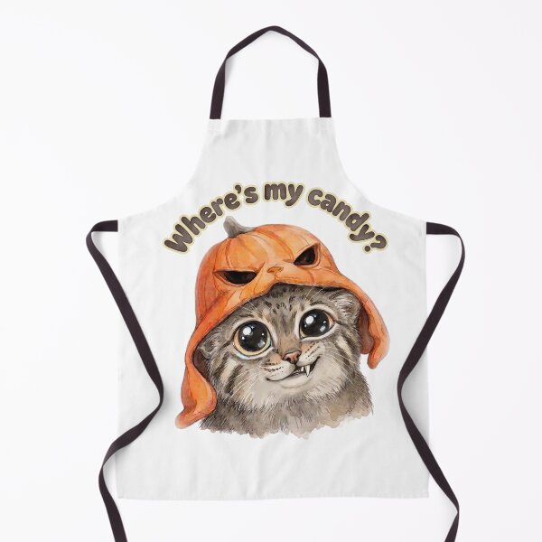 Item preview, Funny Halloween Pallas Cat Wheres My Candy Watercolor designed and sold by PawtopiaArt.