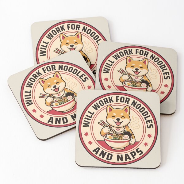Item preview, Will Work For Noodles Shiba Ramen Retro Badge designed and sold by DripCultureLab.