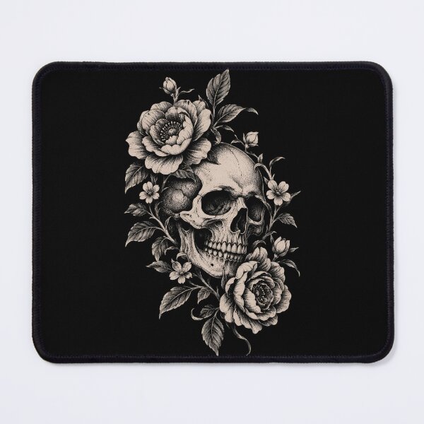 Item preview, Vintage Skull and Flowers – Retro Gothic Floral Tattoo Art designed and sold by Lyannaadesign.