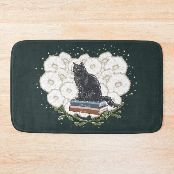 Item preview, Magic Cat Cottagecore Dandelion Art - Celestial Black Cat & Vintage Books designed and sold by LeshanArt.