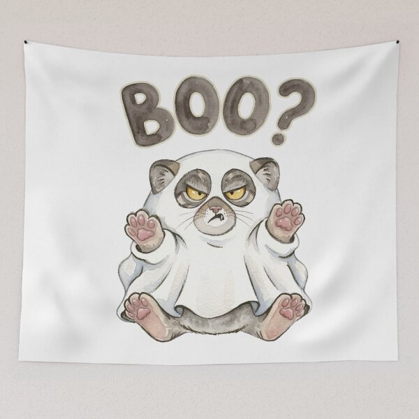 Item preview, Grumpy Pallas Cat Ghost - Boo? Watercolor Art designed and sold by PawtopiaArt.