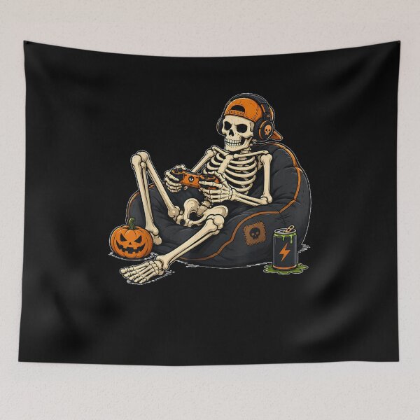 Item preview, Funny Halloween Skeleton Gamer Video Gaming Mens Boys Kids designed and sold by RannaHile.