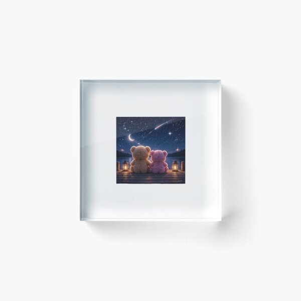Item preview, Couple Teddy Bears Under Starry Night designed and sold by ThilankaDesign.