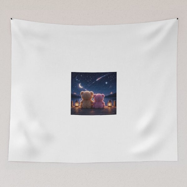 Item preview, Couple Teddy Bears Under Starry Night designed and sold by ThilankaDesign.