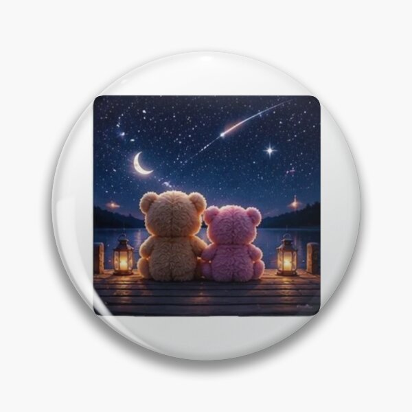 Item preview, Couple Teddy Bears Under Starry Night designed and sold by ThilankaDesign.