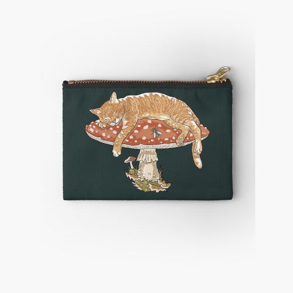 Item preview, Cottagecore Cat Sleeping on Mushroom Amanita Fly Agaric designed and sold by LeshanArt.
