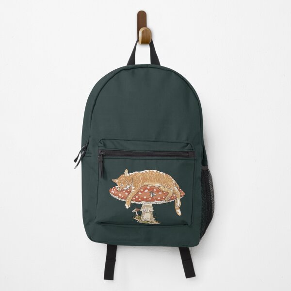Item preview, Cottagecore Cat Sleeping on Mushroom Amanita Fly Agaric designed and sold by LeshanArt.