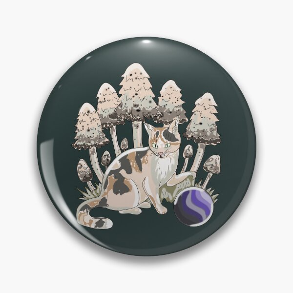 Item preview, Calico Cat in Mushroom Forest Cottagecore Aesthetic Art designed and sold by LeshanArt.