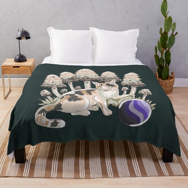 Item preview, Calico Cat in Mushroom Forest Cottagecore Aesthetic Art designed and sold by LeshanArt.